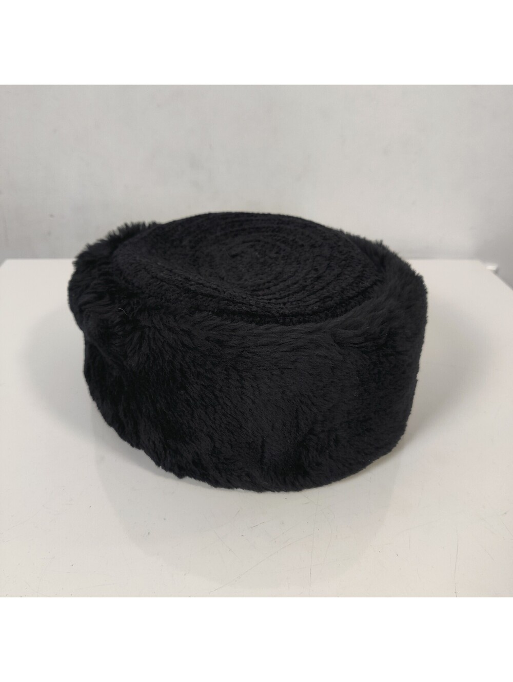 Betmar New York Vintage Black Faux Fur & Knit Pillbox Cossack Hat OS